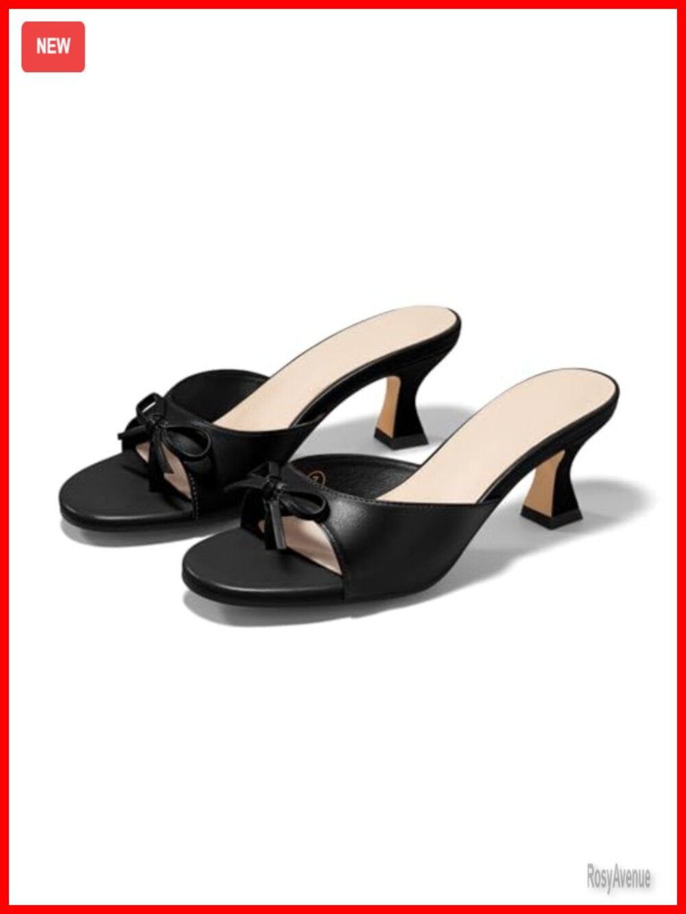 Kitten Heel Slide Sandals Bow Thong Open Toe Faux Leather Mules